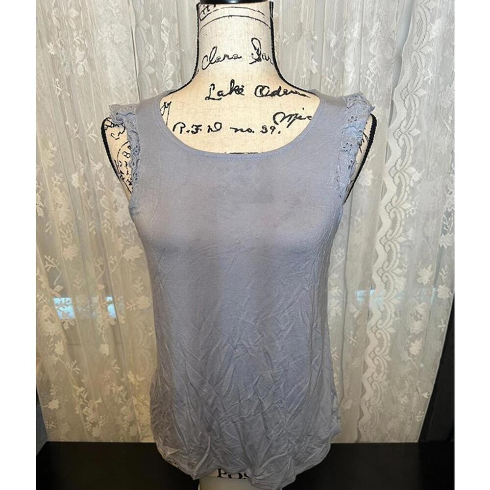 Pink Rose Lavender Tank Top with Lace Trim – Size M